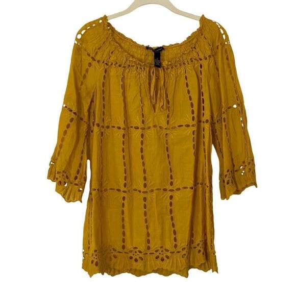 I.N.C. Yellow eyelet coverup or blouse xs/0 - Picture 1 of 8